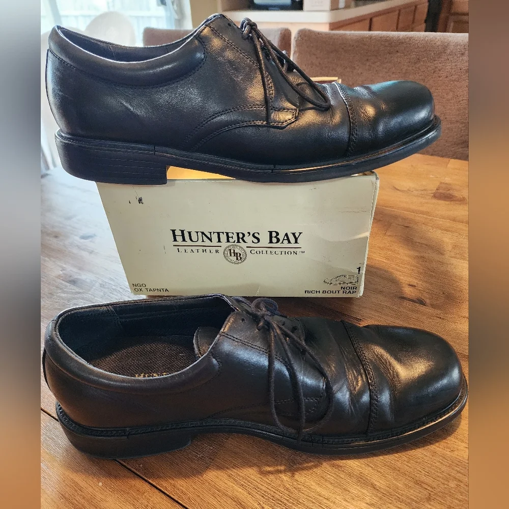 Hunters Bay Men's Black Leather Dress Shoes Size 13